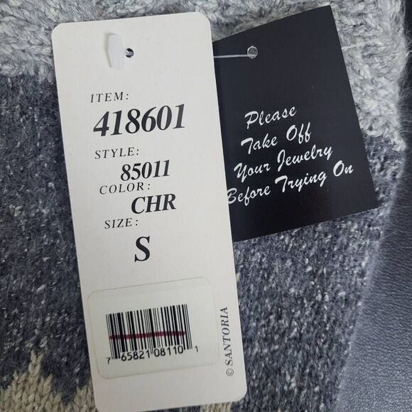 Vtg Santoria Womens Silk Angora Sweater Small Grey Lambswool Beaded Artsy NWT - Picture 5 of 7